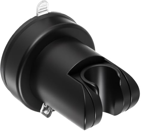 Soporte para cabezal de ducha con ventosa, ajustable, extraíble, sin taladro, montaje en pared, soporte de varita de ducha, soporte de plástico ABS duradero para baño, color negro, 8,2 x 6,9 cm