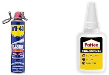 Bundle WD-40 MUP Lubrificante Spray Flexible 600 ml & PATTEX Colla Istantanea Extra Forte 50g