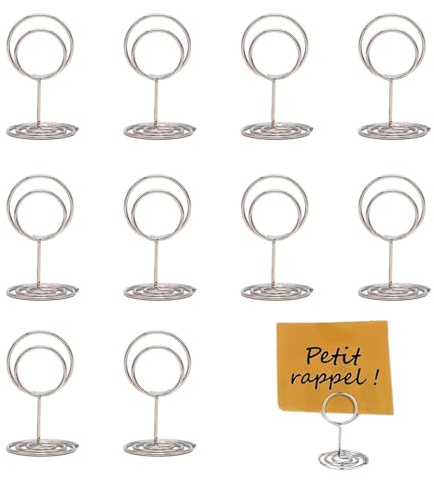 YIPFEN 10 Piezas Soportes para Tarjetas de Mesa de Metal, Porta Fotos con Clip para Bodas, Fiestas, Oficina, Soportes Resistentes para Tarjetas de Visita y Números de Mesa, Decoración Elegante