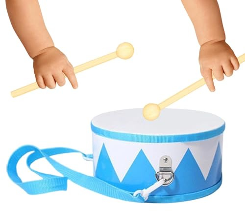 5,9-Zoll Holz Kindertrommel Mit Verstellbarem Schultergurt - Frühpädagogisches Rhythmus Instrument | Sicheres Perkussion Musikspielzeug Für Mädchen 2-5 Jahre Kindergarten Spielzimmer