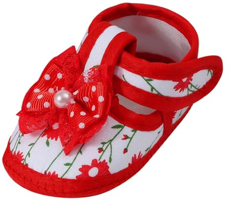 Baby Learning to Walk Sandals Spring Summer Autumn Shoes 0 1 Year Old Baby Single Shoes Cute Bow Soft Sole Newborn Baby Casual Learning to Walk Shoes Boy Indoor Slipper (Red, 2.5 Infant)