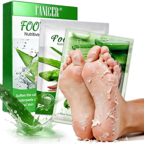 2 Paar Fußmaske, Fussmaske Hornhautentferner Maske, Feuchtigkeitsspendende Fussmaske, Effektive Fußpflege für Zarte Füße, Lindert Trockene und Rissige Füße, für Männer und Frauen(Aloe Vera)