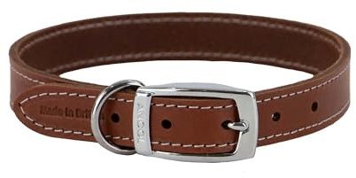 Ancol Heritage Bekvämt formgjutet passande hundhalsband i läder – brunt träns läder husdjursträning tillbehör – hållbar smidig design för valpar och hundar – 28–36 cm storlek 3