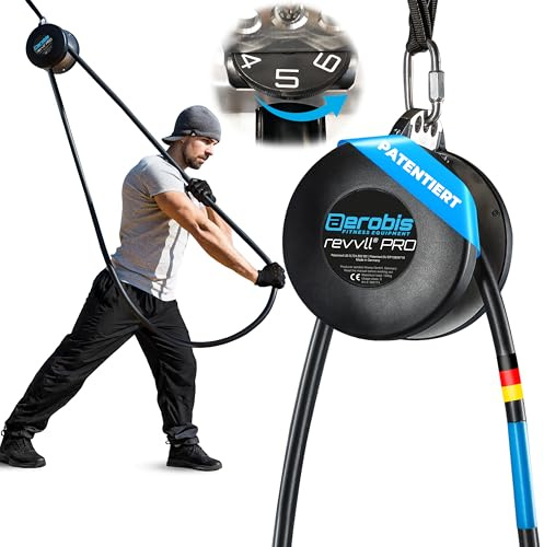 aerobis® revvll® Endlos-Seiltrainer | Variabler Widerstand, platzsparend, leicht | Klettertraining, Schwimmtraining, Rudertraining, Kampfsport | Fitness Endlosseiltraining