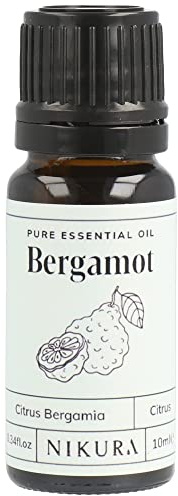 Nikura Bergamot Essential Oil - 10ml | 100% Pure Natural Oils | Perfect for Aromatherapy, Diffusers for Home, Humidifier, Bath | Great for Self Care, Candle Making, Soap | Vegan & UK Made