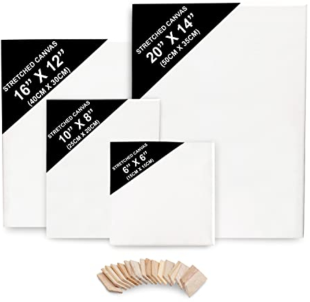 Belle Vous 4 Stk Blanko Leinwand Mit Keilrahmen - 15x15 cm, 20x25 cm, 30x40 cm, 35x50 cm – Bespannter Rahmen für Künstlerbedarf – für Ölfarben, Acrylfarben