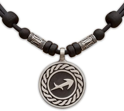 HANA LIMA 1 von 12 Sternzeichen Tierkreiszeichen an verstellbarer Lederkette mit Edelstahlperlen Horoskop Horoscope Halskette Surferkette