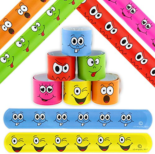 24x Klatscharmband Smiley Gesichter Schnapparmband Mitgebsel Kindergeburtstag