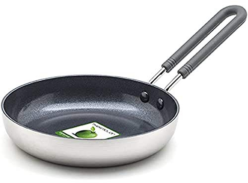 GreenPan Mini Hart eloxierte, Gesundheitsfördernde Keramische Antihaft-Edelstahlpfanne 14 cm rund, PFAS-frei, Induktion, Stay-Cool-Edelstahlgriff, Backofenfest bis 220 °C, Spülmaschinenfest, Silber