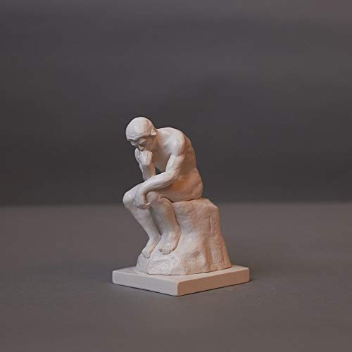 Skulpturenmanufaktur Potsdam Der Denker nach Auguste Rodin, Skulptur aus hochwertigem Zellan, echte Handarbeit Made in Germany, Büste in weiß, 14cm