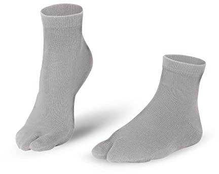 KNITIDO Traditionals Tabi | Chaussettes japonaises courtes en coton avec gros orteil séparé, pointure:39-42, Couleur:Light Grey (015)