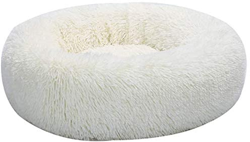 Generisch Aldenhoven Goods Hundebett Plüsch Rund Katzenbett Hundekissen Katzenkissen Donut Hundekörbchen (Weiß, 70 cm)
