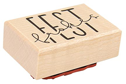 Rayher timbro “Frohes Fest gomma su supporto in legno, 4x6cm, per decoro regali fai da te, biglietti d’auguri, etichette, decorazioni natalizie, 29227000