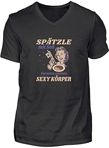 Spätzle avec sauce – Proverbes souabes – cadeaux Schwaben – T-shirt à col en V pour homme, Noir , M