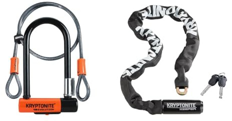 Kryptonite Evolution Mini 7 Kabel Kryptoflex Verschluss, schwarz/orange, One Size & 152080 Kabelschloss Keeper 785 Integrated Chain, 3500323, Schwarz