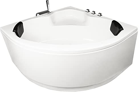 Basera® Eck-Badewanne Maui 130 x 130 cm mit Wasserfall, LED-Ambiente und Kopfstützen