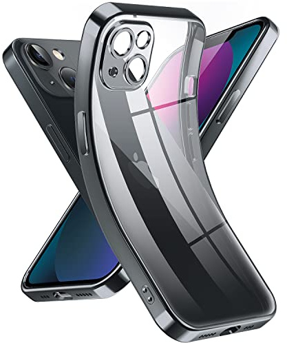 Supdeal Crystal Clear Hülle für iPhone 13, Niemals gelb mit Kameraschutz, Silikon Durchsichtig Handyhülle Weicher Passform, Ultra Dünn und Leicht Case Cover, 6,1, Schwarz