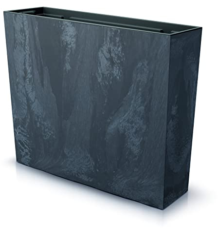 URBNLIVING Tall Concrete Rectangle Planter Floor Standing Indoor Outdoor Patio Plant Pot (Black)