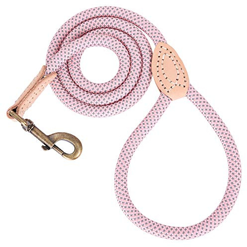 Mile High Life reflekterande hundkoppel – kraftigt nylonrep, 183 cm (rosa)