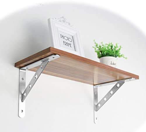 XFAK Regalwinkel Edelstahl Regalhalterungen Metall RegalstüTzen Schwerlast Regalträger Dreieckig RegalträGer Für Wandkonsole ，2er-Set（Silber） (Size : 16IN/40cm)