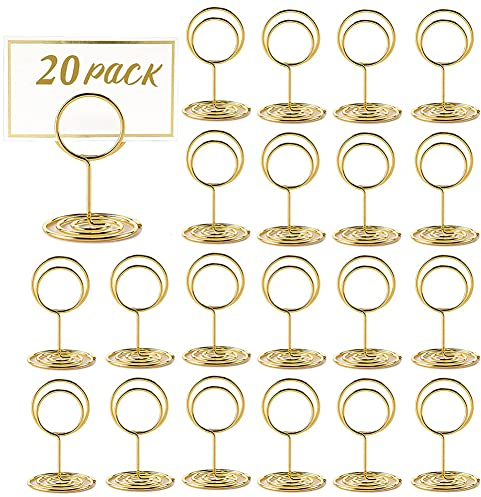 SEWSAW 20 Pezzi Segnaposto Numeri da Tavolo per Matrimoni Supporti per Cartellini Segnaposto Portacarte Rotondo Portafoto per Foto Cartellini Segnaposto Porta Memo per Feste Ufficio Banchetti