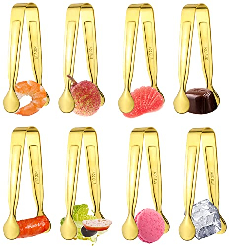Zangen Candybar Zuckerzange Klein 8stk Eiszange Gold Edelstahl Kann Verwendet Werden für Süßigkeiten Zange Servierzange Küchenzange Eiswürfelzange