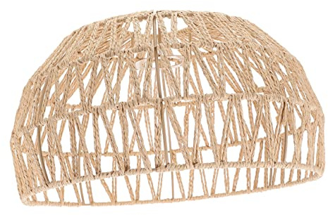 Angoily Rattan Lamp Shade Rattan Basket Lampshade Woven Pendant Hanging Lamp Shade Seagrass Chandelier Light Cover Dome Shape Rustic Ceiling Fixture for Bedside Lamp Floor Light