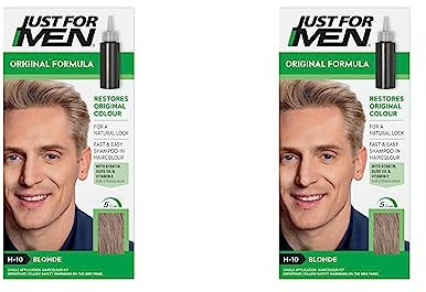 Just For Men Gel Colorant, Teinture Cheveux Blond, Coloration Cheveux Homme, Couvre Les Cheveux Blancs Et Restaure La Couleur D'Origine Pour Un Résultat Naturel, Rapide Et Facile, H10 (Lot de 2)
