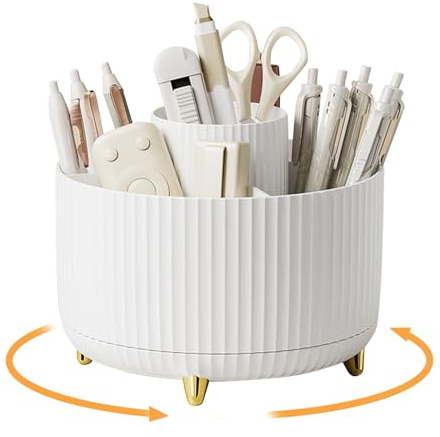 Haphome Skrivbordsorganisatör pennhållare vridbar barn – 360° roterande pennhållare skrivbord organisatör med 5 fack för kontor skola blyertspennor och andra skrivmaterial förvaring
