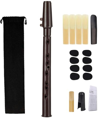 Amagogo Mini-Taschensaxophon Saxophon, Taschensaxophon mit Mundstückblättern, Einfach zu Spielen, Praktisches Mini-Saxophon, Holzblasinstrument für Erwachsene Amateure, Kaffee