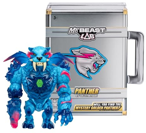 MrBeast Lab Figura da collezione Apex Beast Panther, in piedi a 15,8 cm di altezza, con dettagli estremi, confezione premium, 13 punti di articolazione e mascella Chomp, 2 da collezionare