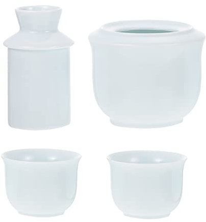 Zerodeko 1set Ceramica Cinese Per Vino Con Scaldavino e Bicchieri Design Elegante Blu Per Festività e Occasioni Speciali