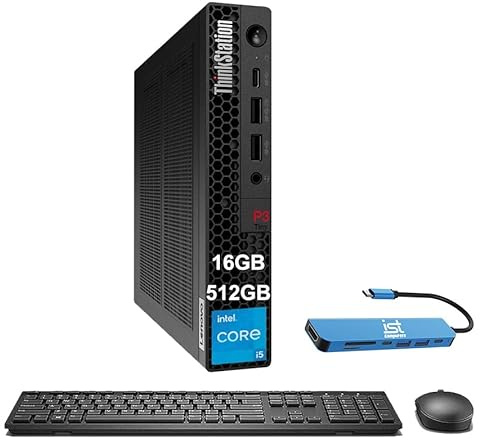 Lenovo ThinkStation P3 Tiny Workstation Desktop (Intel 14-Core i5-14500 (> i7-13700), 16GB DDR5 RAM, 512GB SSD), Business Mini PC, Micro & MFF Computer, RJ-45, Wi-Fi 6, DisplayPort, HDMI, Win 11 Pro