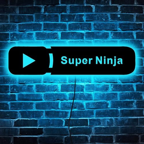 souleather Letrero de neón personalizado para YouTube, Letrero de neón para nombre de YouTuber, Letrero para YouTube, Regalos para jugadores, Decoración para influenciadores de redes sociales