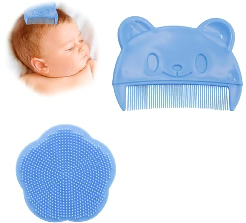 2Stück Milchschorf Kamm,Baby Babybürste Kinder Babykamm Neugeborene Brush Comb Cradle Cap Haarbürste Haarkamm Kopfgneis Entfernen Läusekamm Schuppenkamm Set für Newborn Säuglinge Haare Dandruff Schorf