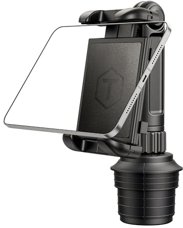 ToughTested Heavy Duty Cup Holder Tablet Mount for Car, iPad Cup Holder Mount with 360° Rotating Arm, Anti-Vibration Adjustable Holder for Tablets up to 13, Universal for Trucks, SUVs, Vans & GPS