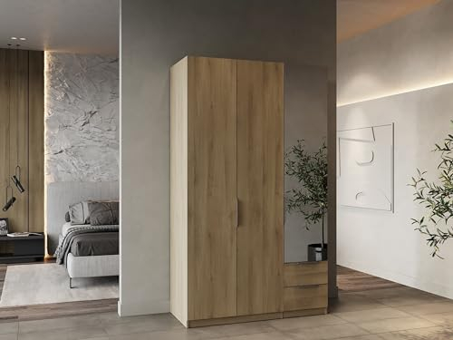 möbelando Drehtürenschrank >Ghost< in Kronberg Eiche - 119,4x203x51,1cm (BxHxT)