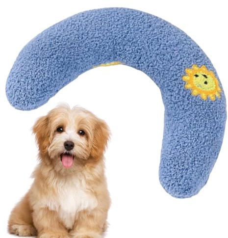 Almohada calmante para perros, almohada para el cuello para perro, almohada en forma de U para dormir, cómoda almohada de cuello de felpa para mascotas, lavable a máquina, suministros de dormir