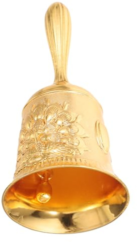 MUSISALY Klassische Restaurant Handglocke aus Kupfer, Goldfarben | Vintage Tischglocke für Familie und Pflege, Bequemer Griff, Glockenförmig