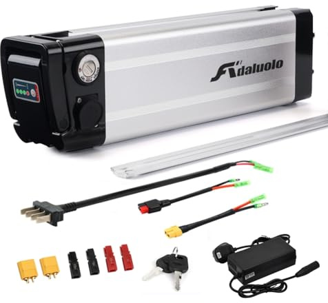 Adaluolo 36V Ebike Akku, 36V 15AH Elektrofahrrad Lithium-Ionen Batterie Silber Pedelec Herausnehmbare Fahrrad Batterie Ersatzakku 4 Pin mit Ladegerät für 200W 250W 350W Motor