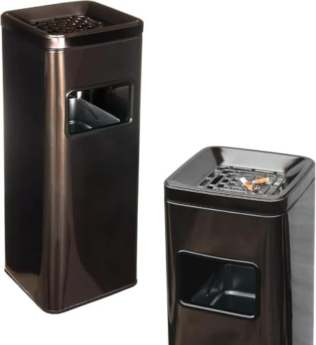 Qualiware Stainless Steel Cigarette Bin, Black Rectangular, 3x