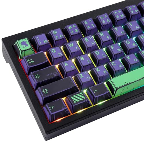JakeTsai PBT-Tastenkappen, 78 Tasten, Mecha-Farbstoff-Sublimation, Kirschprofil-Tastenkappen, Japanisches Tastenkappen-Set für Cherry MX-Schalter, ASIN-Layout, Mechanische Tastaturen
