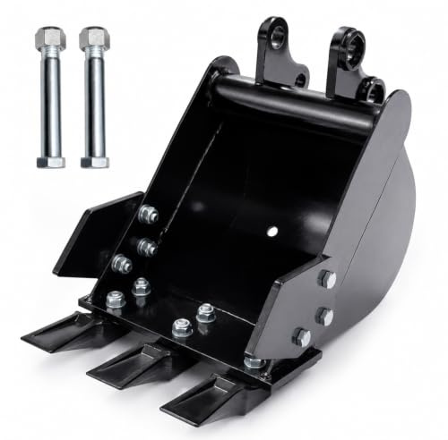DANWIWEE Cuchara de excavadora de 30 cm para miniexcavadora, excavadora de metal con dientes de metal, apta para miniexcavadoras de 1000 – 1800 kg, cuchara profunda, accesorio para mini excavadora