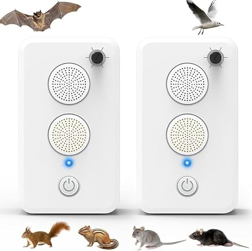 Dispositifs répulsifs de chauves-souris à ultrasons mis à jour 2025 pour véranda grenier, système de dissuasion de chauves-souris réglable, dispositif d'exclusion de chauves-souris rechargeable pour