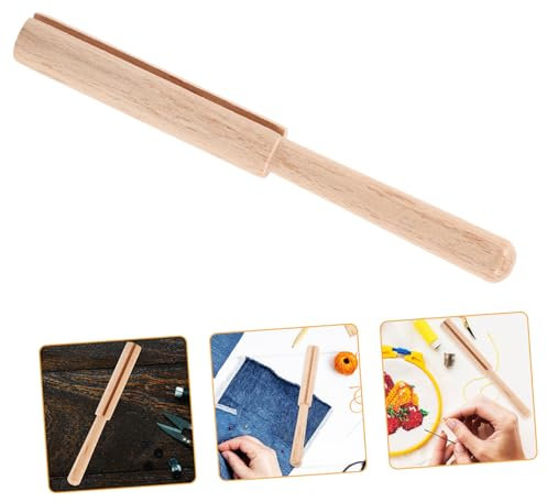 SHINEOFI Wooden Yarn Cutter Pole for Knitting and Tapestry Yarn Cutting Tool for DIY Rug Making Thread Cutting Function