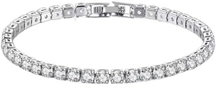 NJIEzhao tennisarmband S925 sterling silver armband tennisboll kvinnor enkel förlovning bröllop berlock smycken 4 mm 16-20 cm (17 cm)