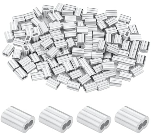 125 Stücke Aluminiumhülsen Alu Klemme,Alu-Crimpschlaufe Würgeklemmen mit Doppelhülsen,Seilklemme 2.5mm,Würgeklemmen aus Aluminium mit Aufbewahrungsbox für Stahlseil