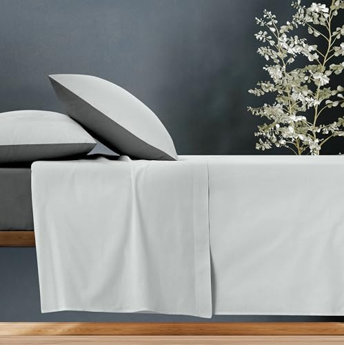 Ruggeri - Completo Letto - 100% Morbida Microfibra di Alta Qualità | 2 Federe + 1 Lenzuolo con Angoli + 1 Lenzuolo Sopra - Collezione Everyday (Grigio Chiaro E Grigio Scuro, Matrimoniale)