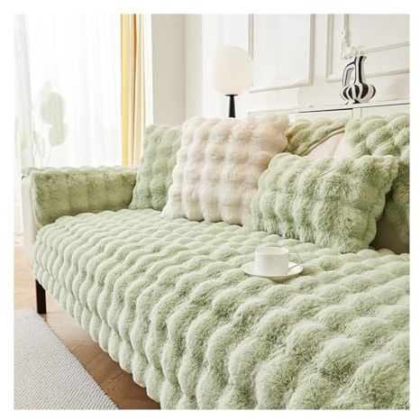 GGCYGG Plüsch Sofabezug Weiche,Sofa Überzug Anti Rutsch,Light Green,45x45cm | Warm halten,Waschbar Sofaüberwurfe Sofadecke, für U Form L Form,1/2/3/4 Sitzer Couch Überzug, Dekoratives Sofa