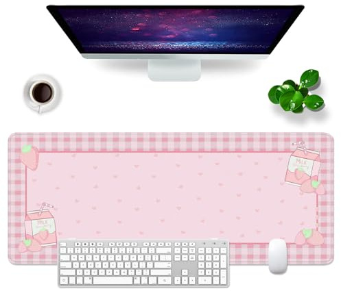 WYDUCVI Pink Mouse Mat Cute Large Gaming Mouse Mat XL Kawaii Desk Mat 31.5x11.8x0.12 inch Keyboard Mouse Pad (Pink-05)